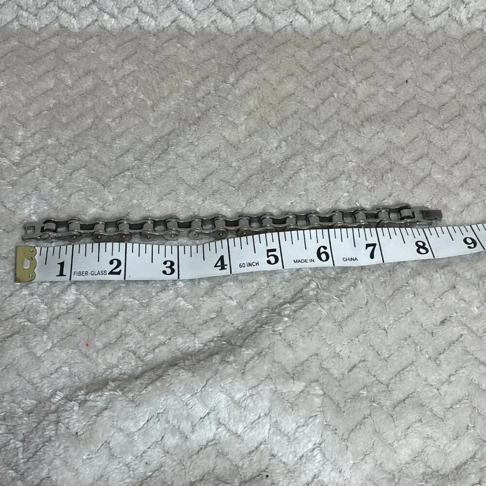 90s Grunge Punk Skater Stainless Steel Bike Chain Bracelet OS‎